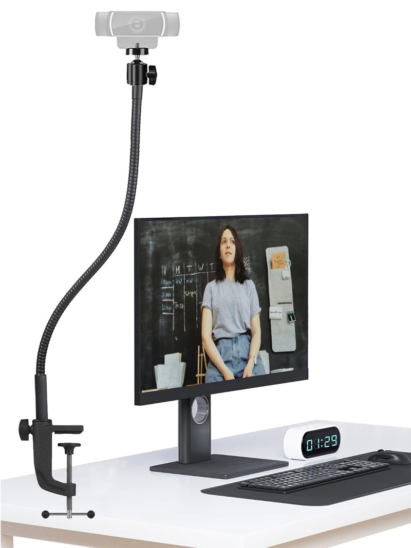 Webcam Stand 28 Inch, Flexible Webcam Arm Desk Mount with Phone Holder, Gooseneck Webcam Mount Arm for Logitech Webcam C922 C930e C920S C920 C615 C960 C920x and BRIO 4K NexiGo N60