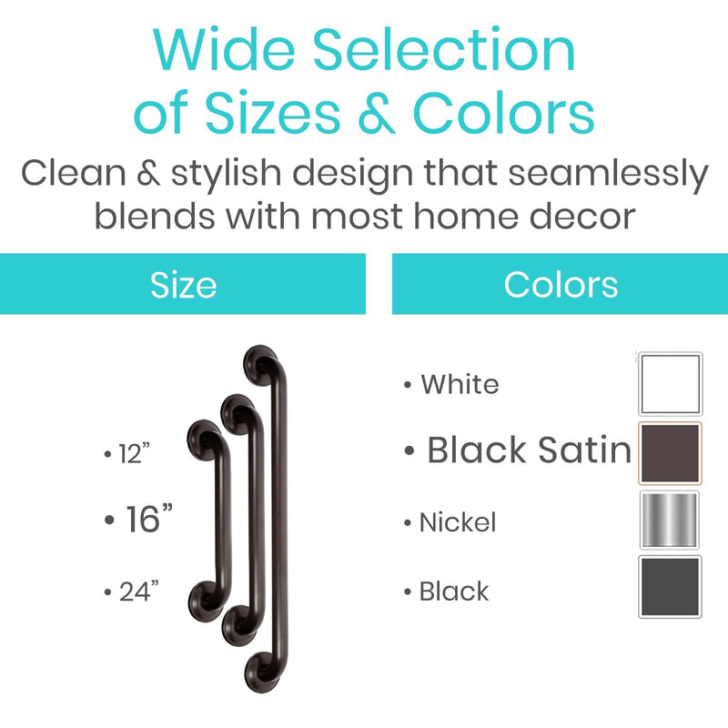 Vive Grab Bar for Showers - Bathroom Antislip Handrail for Seniors, Elderly Assistance Product, Heavy Duty Shower Handles, Handicap Grab Bars, Stainless Steel, Multipurpose, 440 lbs (Dark Bronze) Dark Bronze 16" (Inches)