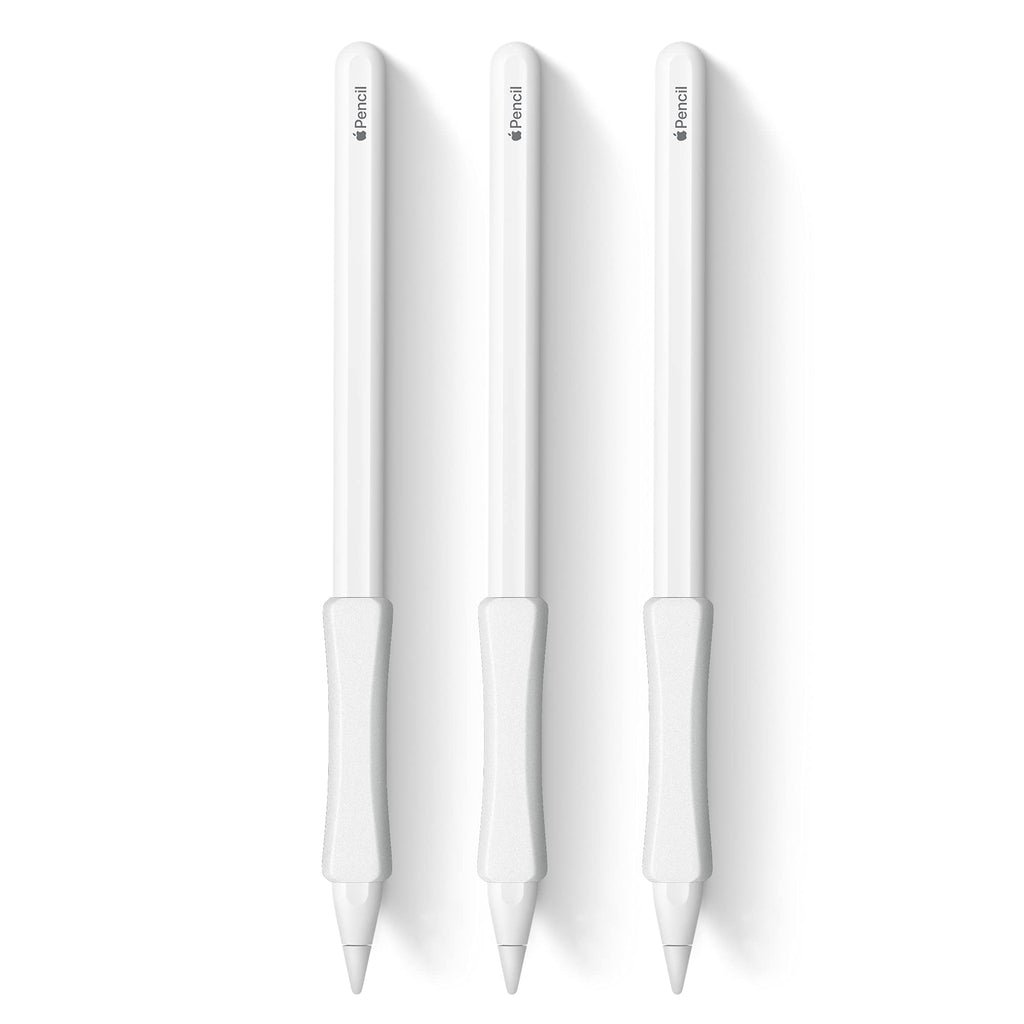 3 Pack White iPencil Grips Case Cover Ergonomic Silicone Sleeve Holder Compatible with Apple Pencil 2nd Generation, iPad Pro 11 12.9 inch 2018 White*3