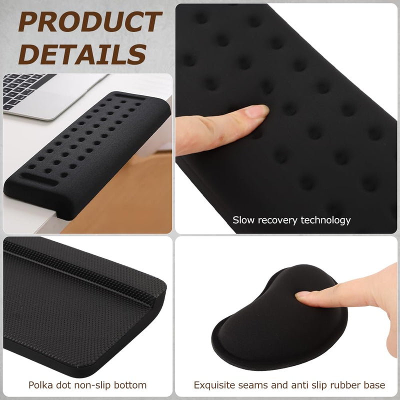 2 Pcs L-Shaped Desk Edge Cushion,with 1 PC Mouse Wrist Rest Ergonomic Keyboard Wrist Rest with Non-Slip Base Comfortable Typing for Long Hours of Work Gaming Studying