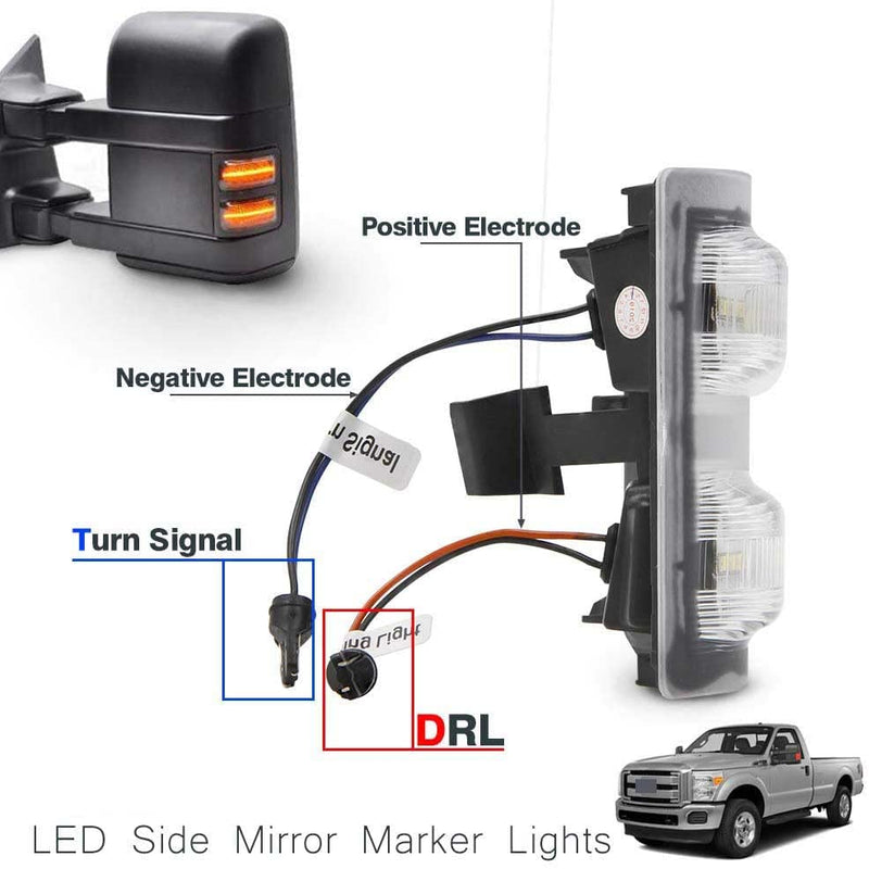 Led Side Mirror Marker Lamp For Ford F250 F350 F450 F550 2008 2009 2010 2011 2012 2013 2014 2015 2016 Super Duty Switchback White Led Driving Parking Light Amber Led Turn Signal Light Smoke Lens clear lens