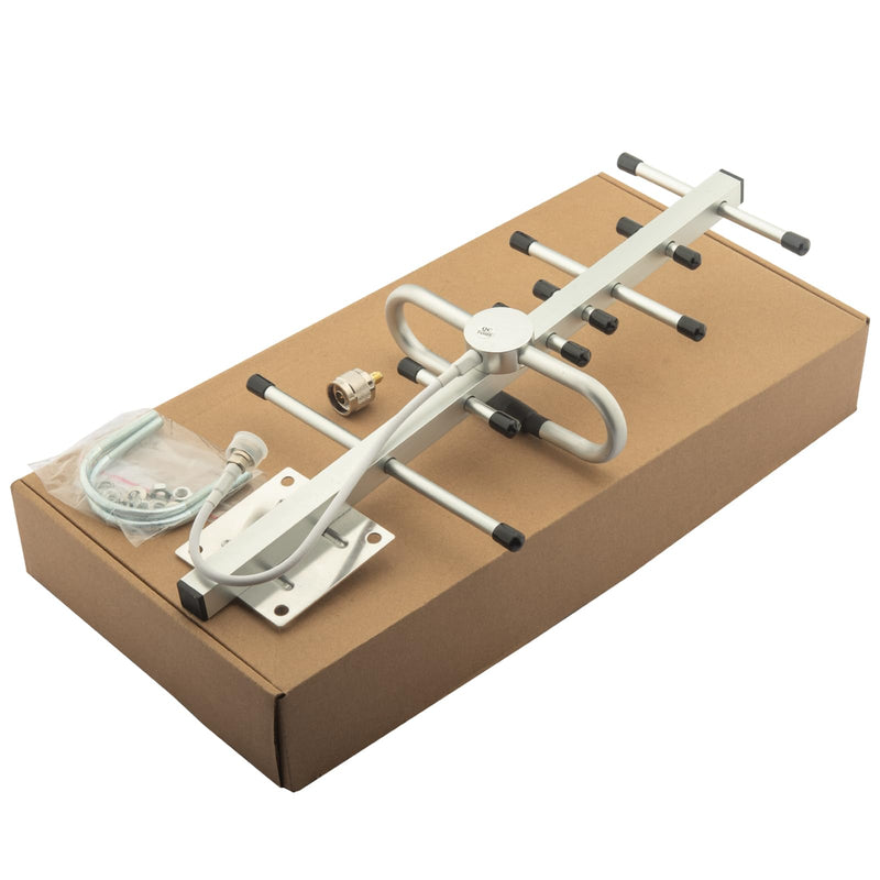 Directional Yagi Antenna for Cell Phone Signal Booster/Cellular Repeater with SMA Female N Connector 10dBi 4G LTE Broadband 698-2700 Mhz Universal Outdoor Antenna with 5ft RG58 Cable 4G N Female Antenna+N Male to SMA Female Adapter