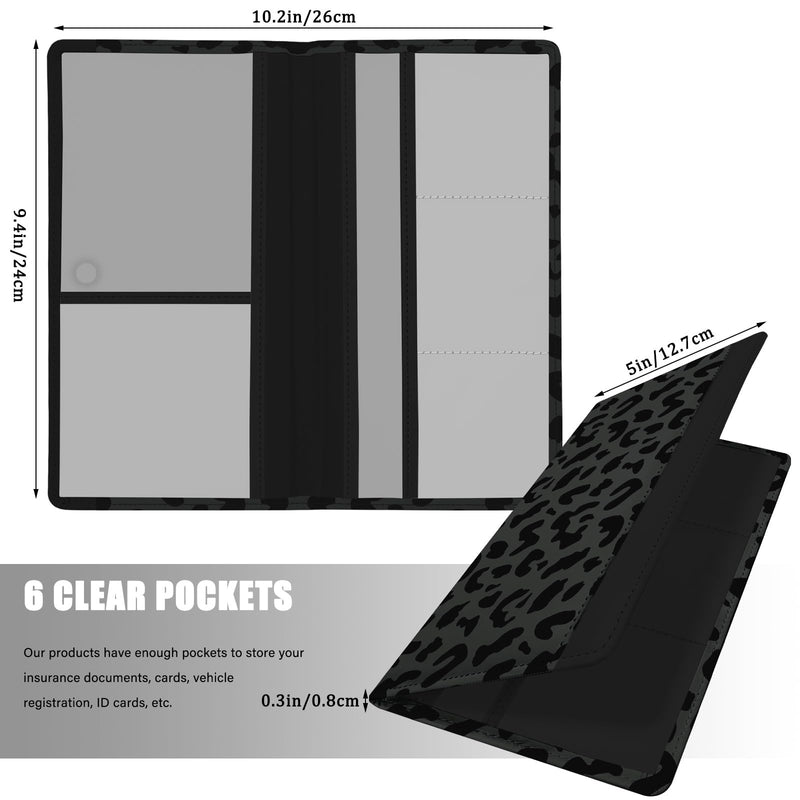 Car Registration and Insurance Holder, with Magnetic Closure for License, Cards and Documents, All Vehicle Needs and Car Accessories (Leopard-Black) Leopard-Black