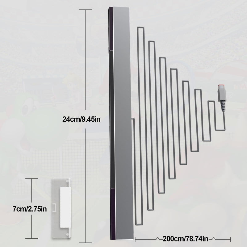PORTHOLIC Sensor Bar for Wii, Replacement Wired Infrared Ray Sensor Bar for Nintendo Wii and Wii U Console, includes Clear Stand