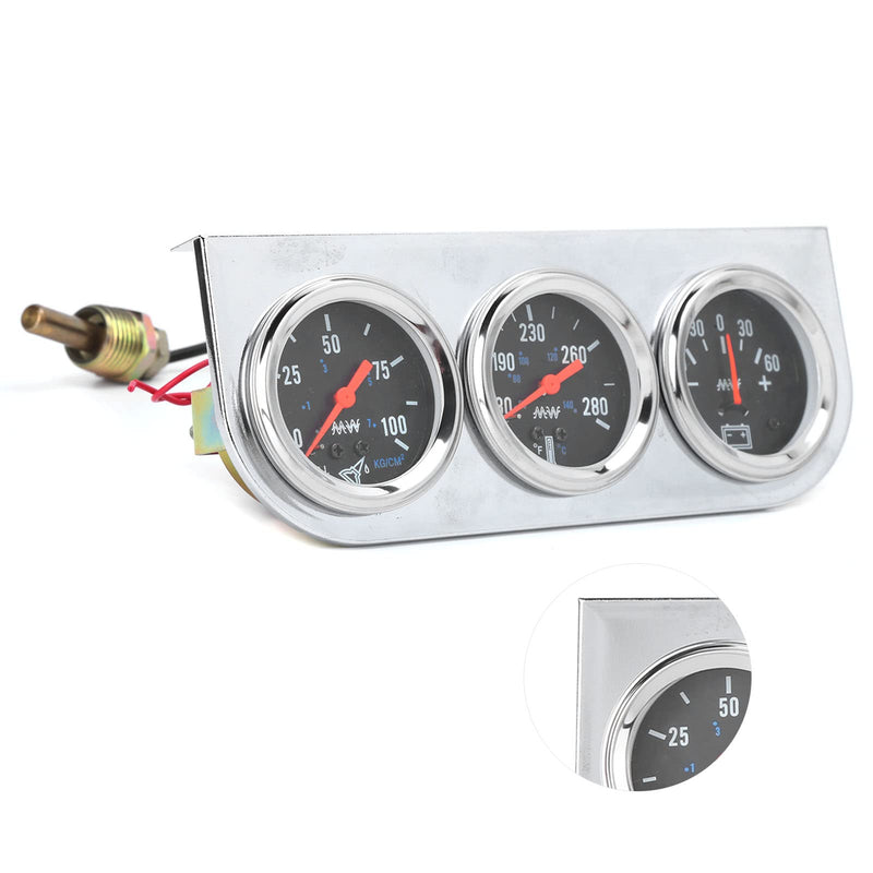 Triple Gauge Set Universal 3in1 Water Temp Oil Pressure AMP Meter for Car Boat Truck