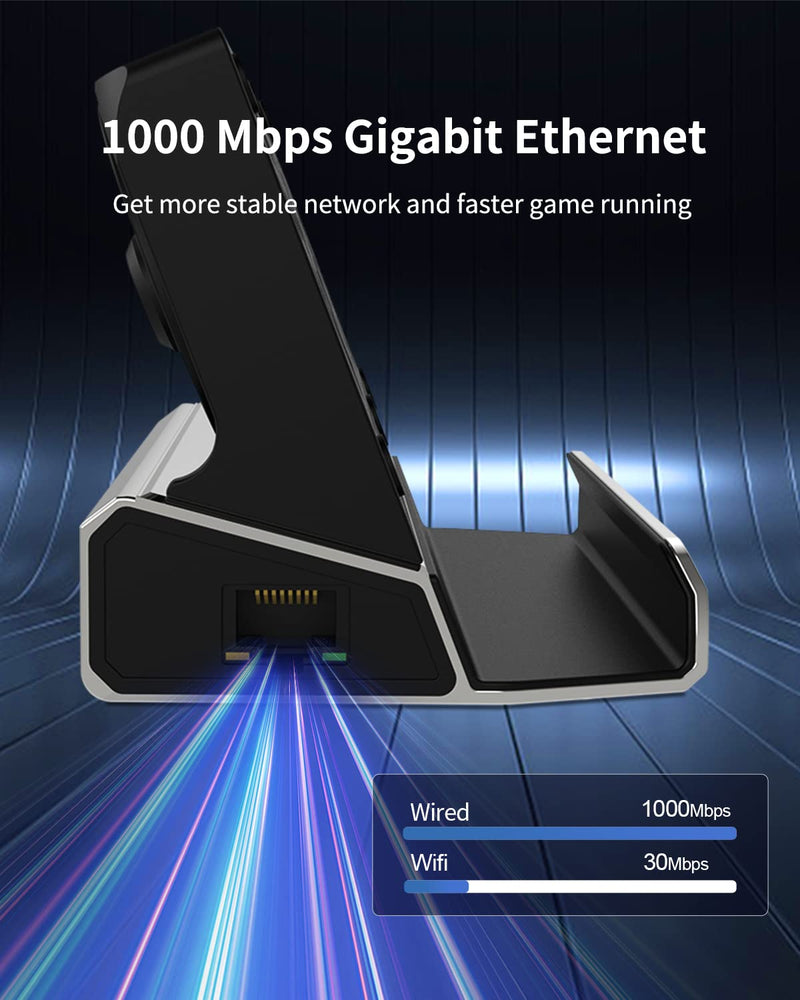 10-in-1 Docking Station for Steam Deck OLED & ROG Ally X & Legion Go, Dual Cooling Fan 5 USB Ports, 4K@60Hz HDMI 2.0, 100W Charging Port Support ROG Ally 30W Mode, Gigabit Ethernet, SD/TF