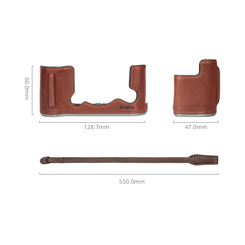 SMALLRIG Half Leather Case Kit for FUJIFILM X-T50 with Shoulder Strap | Style Camera Case with Aluminum Alloy Frame Brown