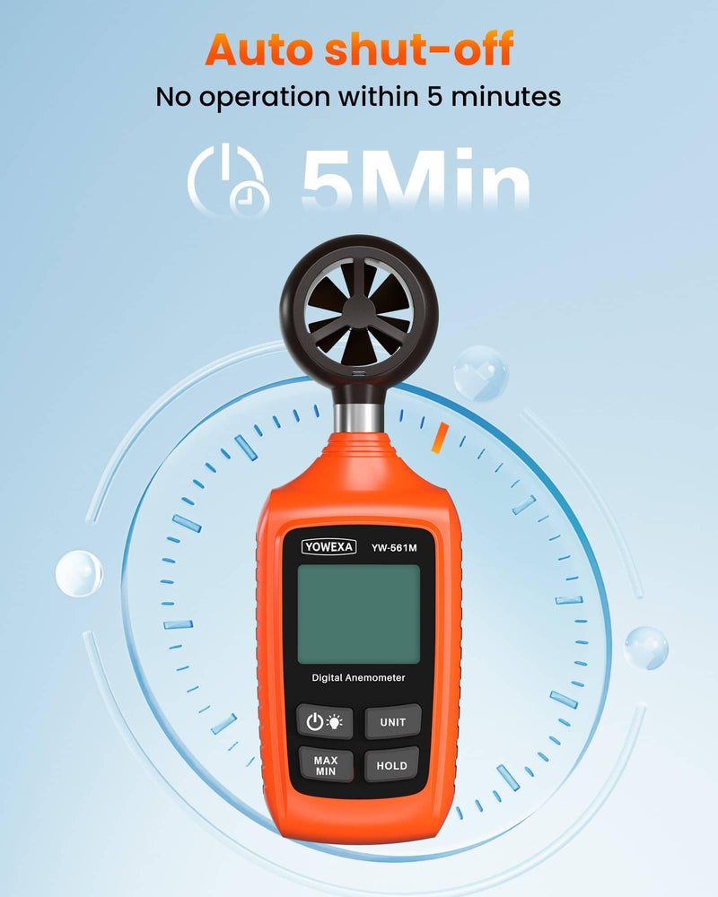 Digital Anemometer, YOWEXA Portable Wind Speed Meter with Backlight Screen, Air Flow Tester Supports Wind Chill Alert, Wind Checkers for Hunting HVAC Drone Sailing Golf Shooting Basic