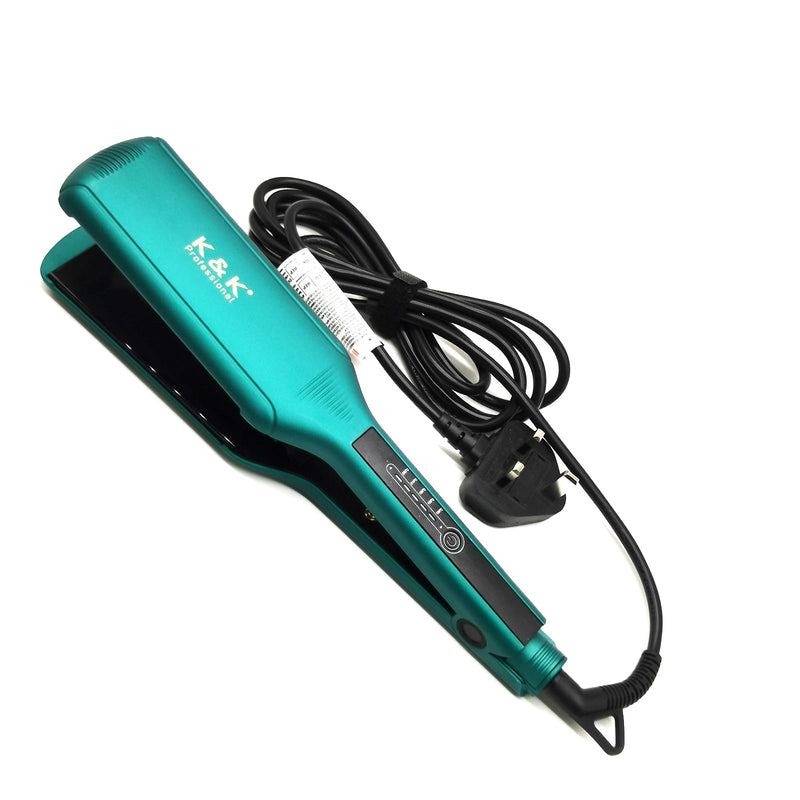 K&K 2.24" Wide Flat Iron Hair Straightener, Titanium Styler for Thick Hair | 2.24" EXTRA-WIDE PLATES: Wide ceramic-titanium floating plates tame long, thick, or coarse hair quickly in fewer passes. Green 2.24 Inches