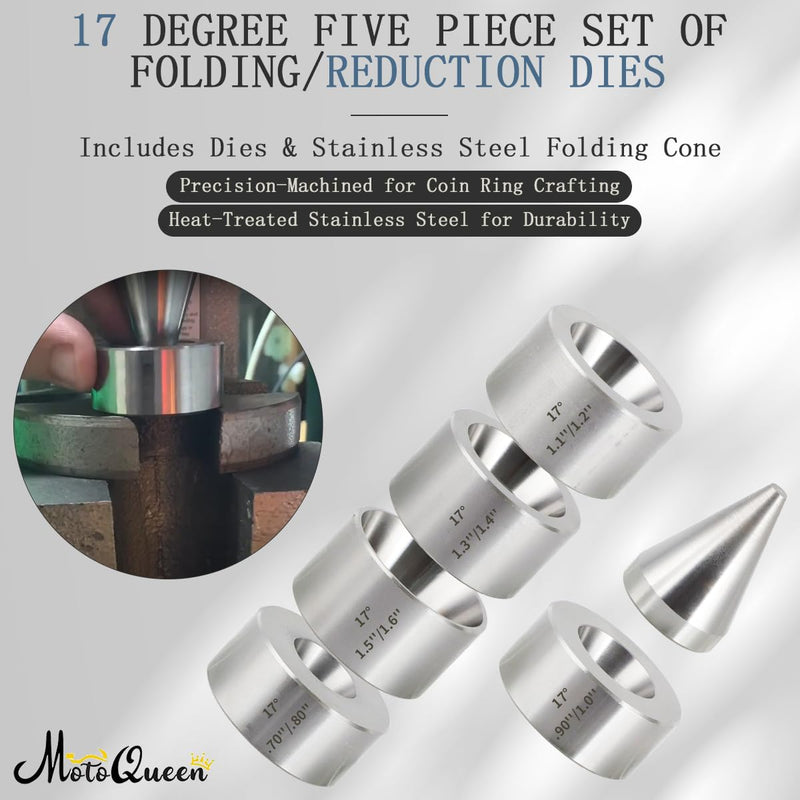 17 Degree Five Piece Set Folding Reduction Die Stainless Steel Stabilizer Folding Cone Die Set Coin Making Tool