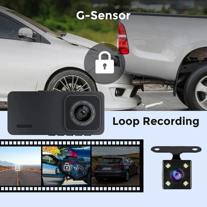 2K Dash Camera Front and Inside Dash Cam for Car Security 1080P Video Recorder with Audio Plug and Play, WDR, Night Vision, G-Sensor Auto Lock, 2 Inch Screen Vehicle Security