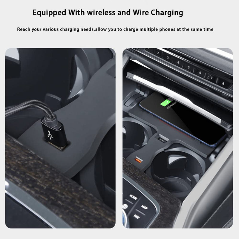 Wireless Car Charger Fit for BM-W X3/ X4 2023-2019 15W Wireless Charging Panel,QC3.0 Charging Port,for Multiple Phones Owner,Car Charger Mount for BM-W X3/X4 Apply to All Qi Phones