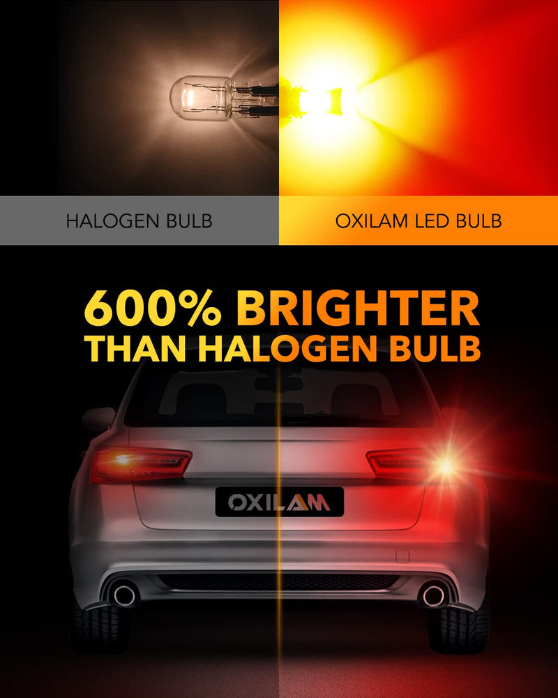 OXILAM Upgraded 7440 7443 LED Bulbs Red Brake Lights, 4000LM 600% Brighter, CANBUS Error Free, 7441 7444 T20 W21W LED Lamps Replacement with Projector for Tail Turn Signal Stop Lights (Pack of 2) Brilliant Red