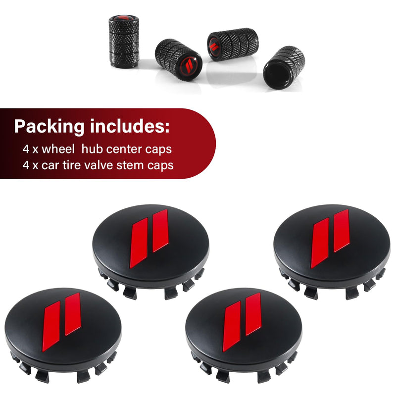 4PCS 63mm=2.5 inch Slash Wheel Center Cap Covers for Dodge Charger Challenger Durango Journey Avenger Hornet Dart R/T SRT Non Fading Hubcaps Rim + Tire Valve Stem Caps Covers Trim (Red) red