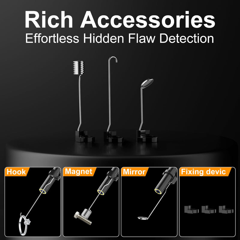 Endoscope Camera with Light, Dual Lens Borescope, 5" IPS 1920P HD Inspection Camera Industrial Endoscope, 16.5FT Semi-Rigid Cable, IP67 Waterproof Endoscope Tools for Auto, Sewer, Pipe,Mechanic