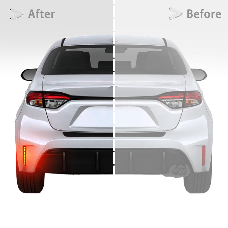 2PC Rear Bumper Reflectors Light,Brake Tail Light Lamps Compatible with Toyota Corolla 2020-2025 LE SE XSE XLE,Amber LED Reflector Turn Signal Lights Kit (RED) RED