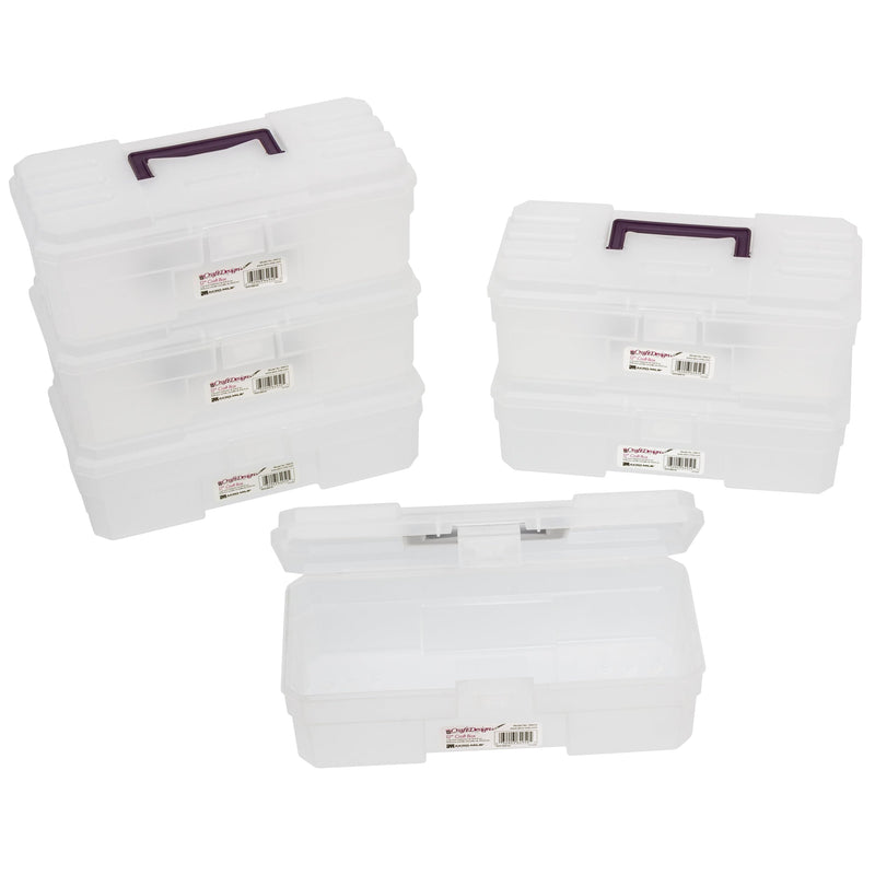 Akro-Mils 12-Inch ProBox Plastic Art Supply, Hobby or Craft Storage Toolbox, Model 09912CLPUR, (12-Inch x 5-1/2-Inch x 4-Inch), Clear