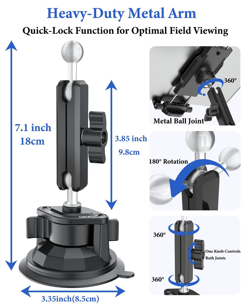 Boat Phone Mount, Marine Phone Holder with Strong Suction Cup | Heavy Duty Metal Marine Phone Holder for Dashboard & Windshield, Fits 4–7" Smartphone, Fishing Boat Kayak Yacht Navigation