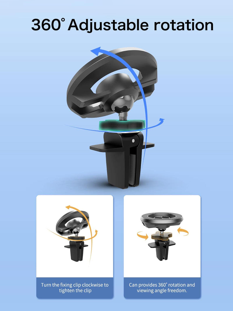 Car Phone Holder Mount 360° Rotation Universal Magnetic Phone Holder for Car All-Metal Vent Phone Mount with 12 Strong Magnets Work for iPhone 13 12 Pro etc Most Smartphones, iPad Gray