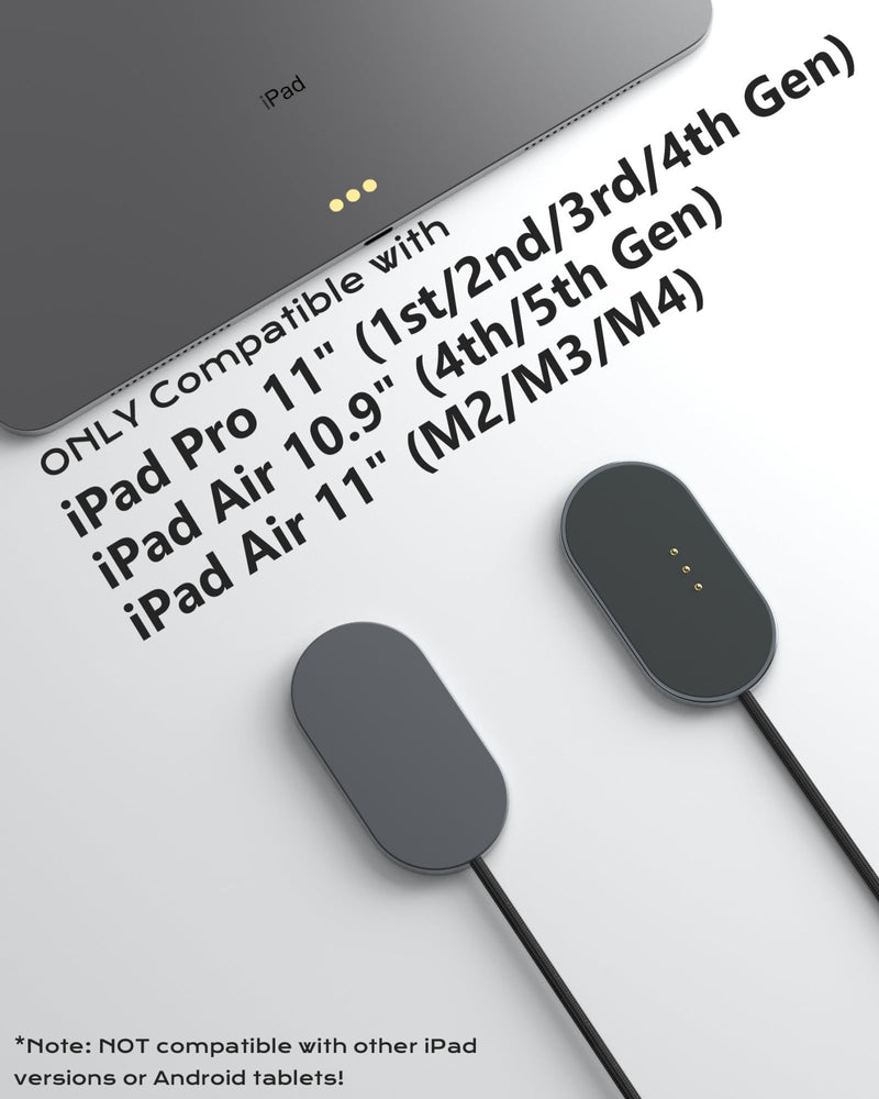 Magnetic Wireless Charger for iPad, PIN Smart Connector Charger | for iPad Pro 11 (1st/2nd/3rd/4th) & iPad Air 11 (M2/M3/M4) & Air 10.9 (4th/5th)ONLY, 18W Wireless Charging Pad (Adapter Not) iPad Pro 11" 1-4 & Air 11" M2/M3/M4 &Air 10.9" 4/5