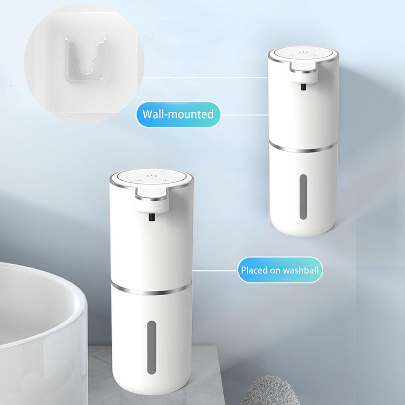 Automatic Soap Dispenser – Touchless Foaming Soap Dispenser 400ml USB Rechargeable Dispenser Electric Wall Mounted 4levels Adjustable Foam Dish Soap Pump for Bathroom Kitchen White