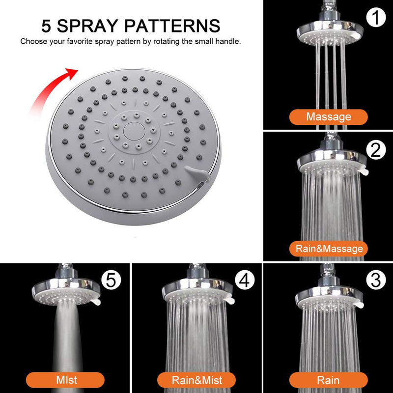 High Pressure Shower Head with 11 IN Adjustable Arm, Rainfall with Shower Arm-Make Water Flow Down Vertically for Better Bathing Experience(5 In, Chrome) 5 In Chrome Finish