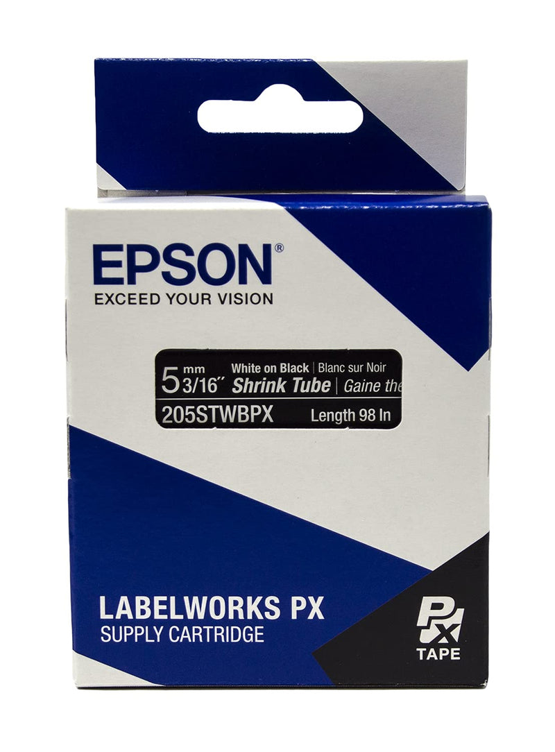 LABELWORKS 205STWBPX Shrink Tube AWG 10-20 White on Black Shrink Tube - 3/16" (5MM) Wide, 96" 5MM