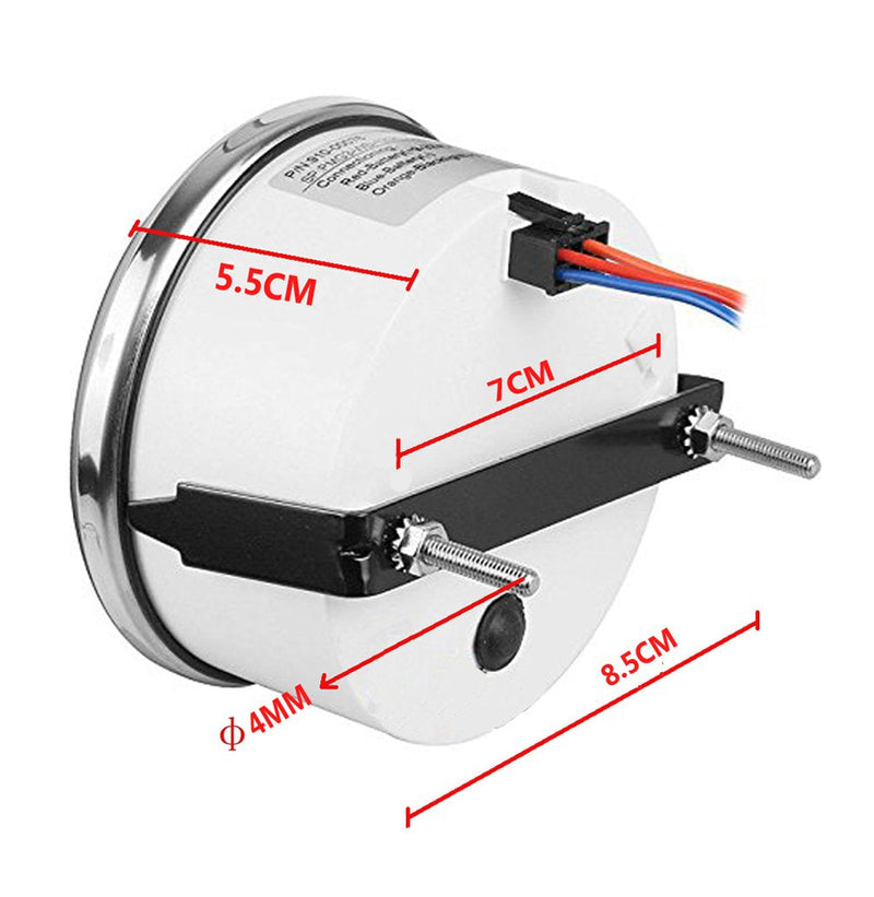 SAMDO 85mm Boat Tachometer Car Truck Marine Tacho Gauge with Hour Meter Waterproof 0-8000 RPM 12V 24V Silver