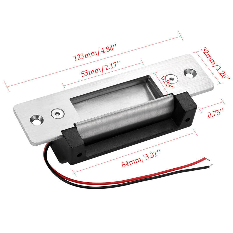 Electric Door Strike Lock ANSI Standard Heavy Duty 12V DC Fail-Secure or Fail-Safe Adjustable for Access Control Cylindrical Locksets NC/NO Mode Adjustable