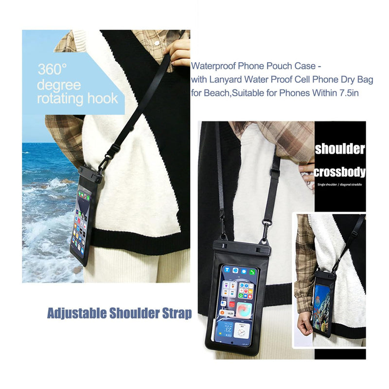 Waterproof Phone Pouch, IPX8 Waterproof Phone Case for iPhone 17/16/15/14 Pro Max, Cell Phone Dry Bag for Beach & Cruise Essentials, Touch Screen, Lanyard Included, (Fits Up to 7.5”) (Purple) Purple