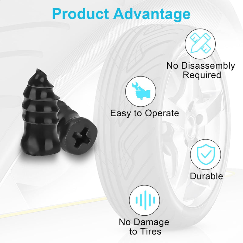 Linkstyle 60PCS Tire Plug Kit, Tire Repair Rubber Nails, Vacuum Tyre Repair Screws Fast Repair Kit with a Box, Screwdriver, for Car Motorcycle Truck ATV Tire Puncture Repair
