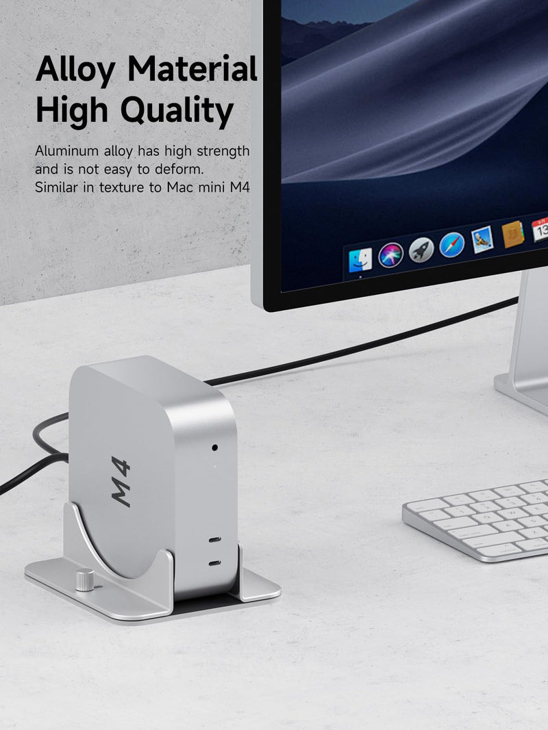 Hagibis Vertical Stand for Mac Mini M4, Aluminum Alloy Laptop Stand Anti-Slip Computer Holder Desktop Stand Compatible with M4 Chip Mac Mini Pro