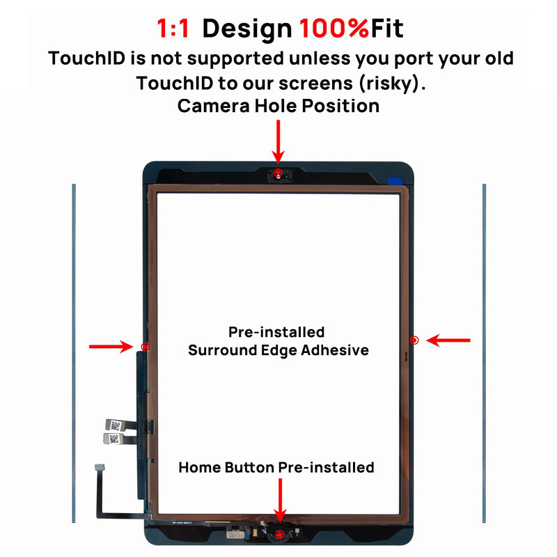 Screen Replacement for iPad 6 (6th Gen) A1893 A1954, Touch Glass Compatible with iPad 6th Generation 9.7 inch 2018 with Home Button and Tool Set