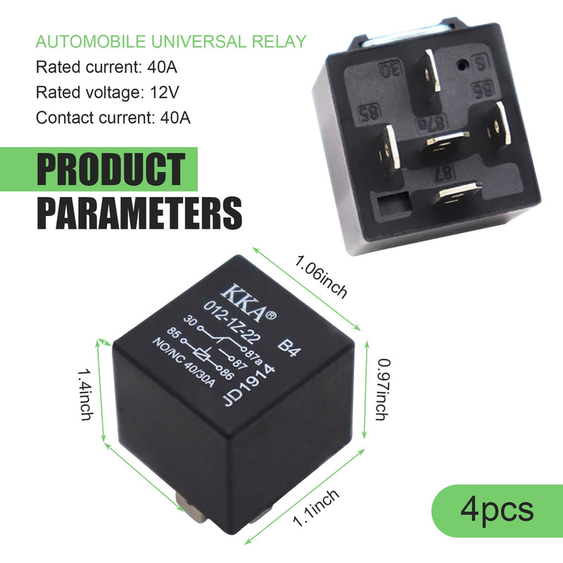 gunhunt 4 PCS 40A Automotive Relays, Car Relay Switch, 5 Pin Relay, 12V Waterproof Car Relays, Trim System Components, Replacement for Car Boat Outboard Motor (Black)