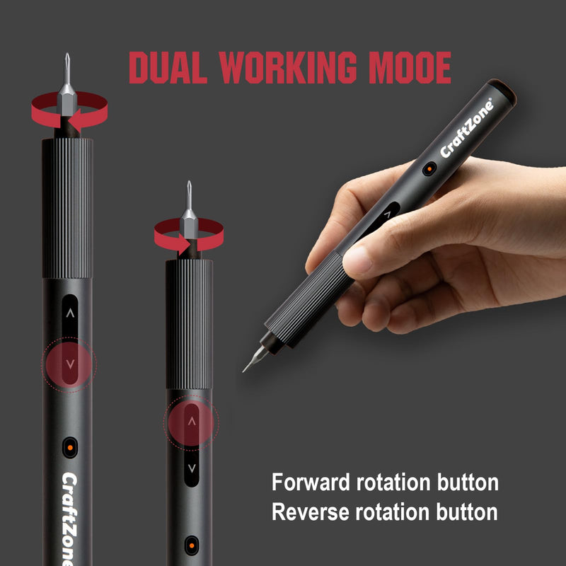 Ultra Mini Electric Screwdriver, Max 0.5N.m, Power Screwdriver with20 S2 Steel Bits, 5/32'' Hex with LED Light, Magnetic Storage, Repair Tool for Electronics, Camera, Laptop(Grey) 20 Magnetic Bits Electric Screwdriver