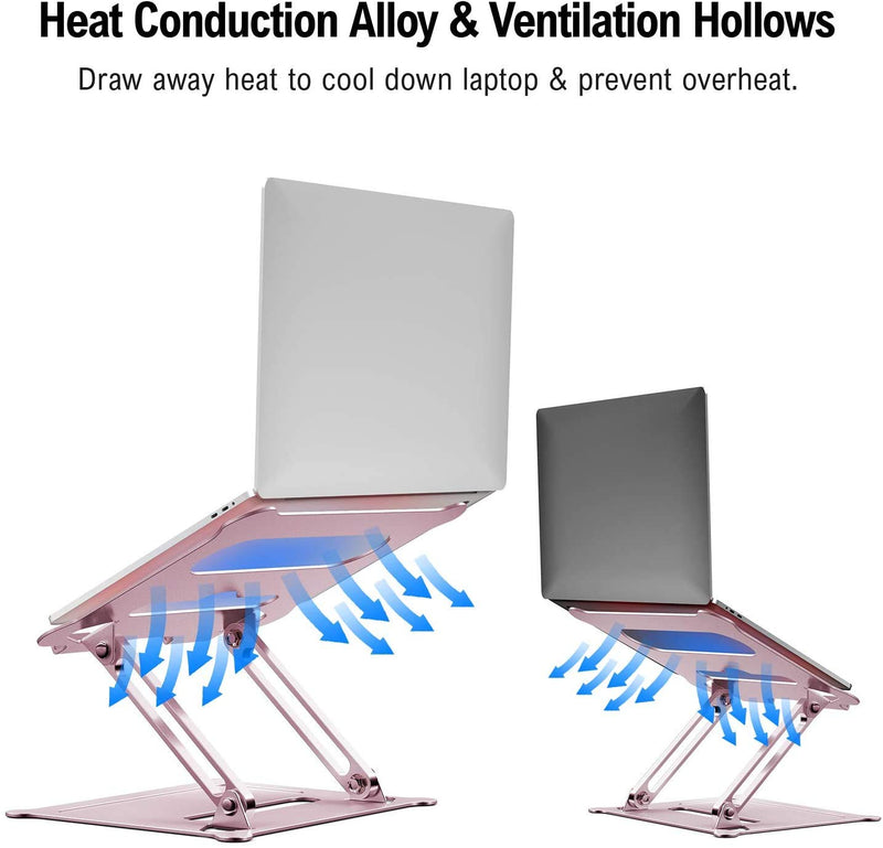 Adjustable Laptop Riser, Multi-Angle Stand with Heat-Vent for Mac, Notebook, Lenovo KT1-Rose Rose