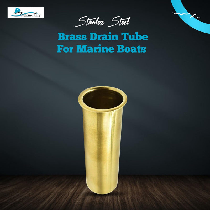 MARINE CITY Brass Drain Tube Corrosion Resistant Easy Functional and Smooth Design for Boat Water Marine Transom Motor Well Live Well Bait Well 3-7/8 x 1-1/4 Inches