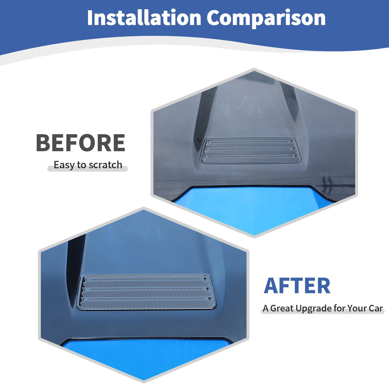 for Silverado Hood Scoops Trim Cover Decal Carbon Fiber for Chevrolet Silverado 2022 Up Black ABS Carbon Fiber Exterior Accessories