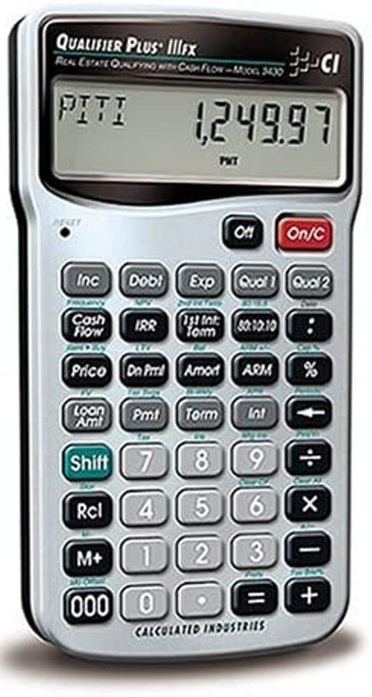 Calculated Industries 3430 Qualifier Plus IIIfx Advanced Real Estate Mortgage Finance Calculator | Clearly-Labeled Keys | Buyer Pre-Qualifying | Payments, Amortizations, ARMs, Combos, FHA/VA, More
