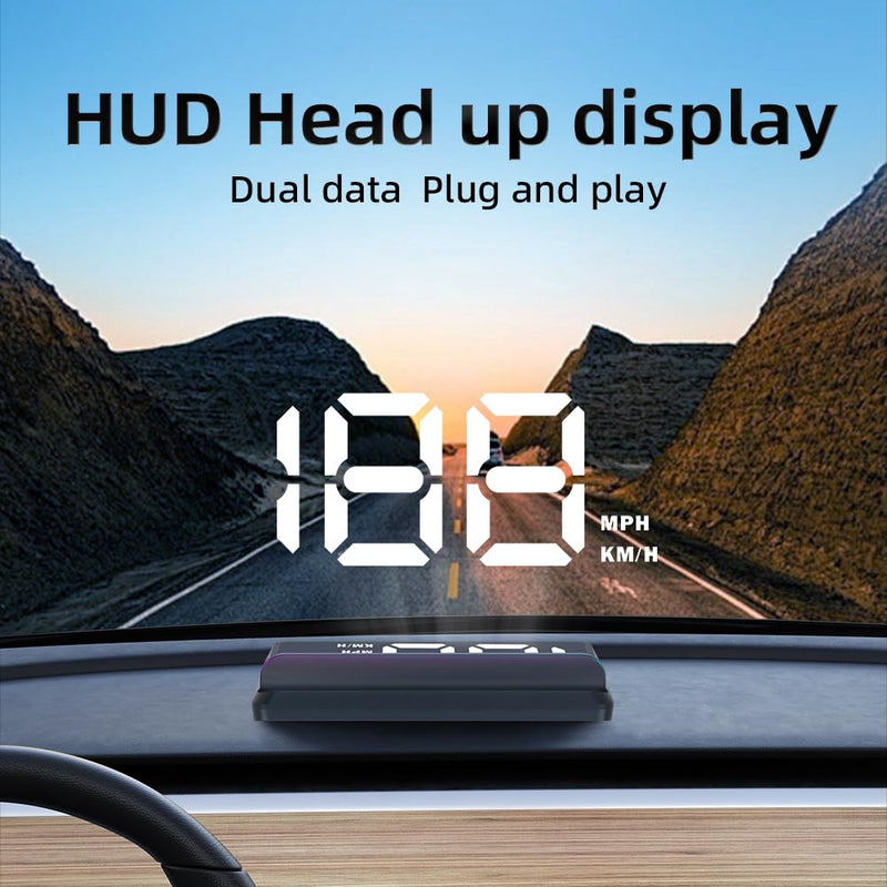W2 White Heads Up Display for Cars, 3.5" Large Screen Auto Dimming HUD with Sunshade, USB Powered Digital GPS Speedometer, Plug and Play for All Vehicles
