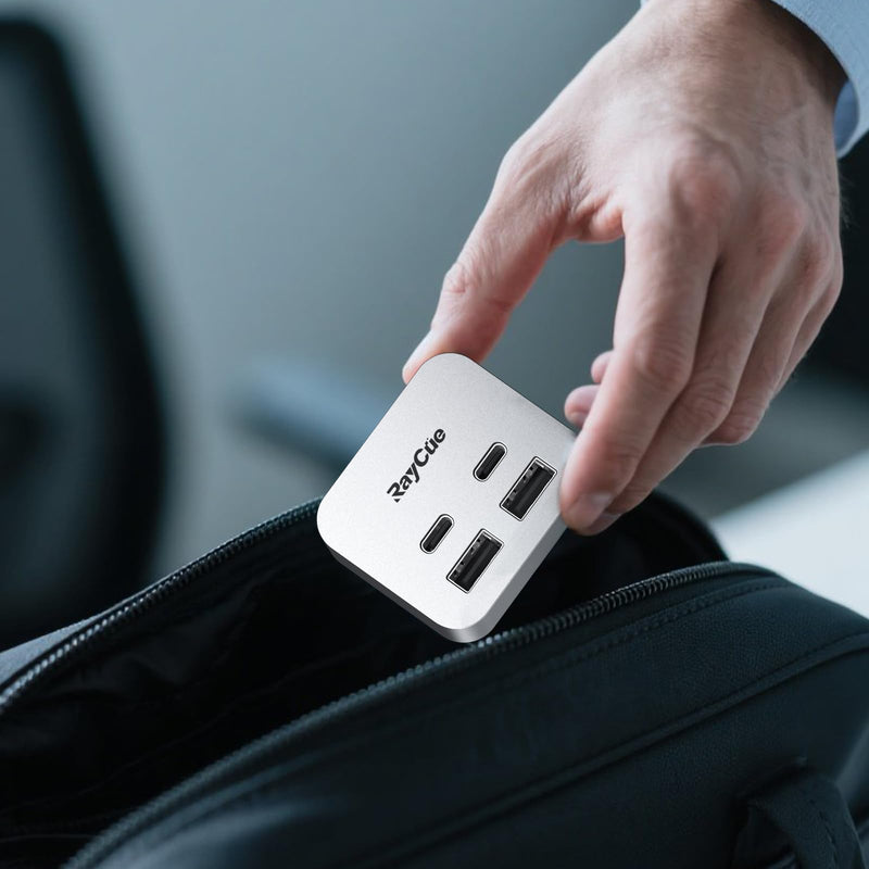 RayCue MiniPack Expansion Dock for Mac mini M4 | 6-Port USB-C Hub with Dual 10Gbps Adapters, 2 * 10G USB-C/ 2 * 10G USB-A/SD TF 3.0 Card Reader | High-Speed Data Transfer & Multi-Device Connectivity