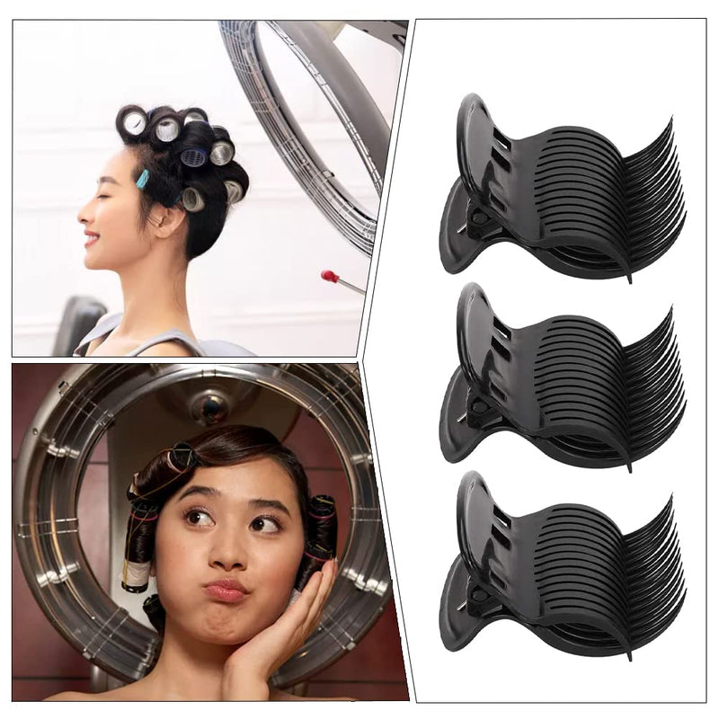 12 Pcs Hot Roller Clips Heat Resistance Plastic Hair Curler Claw Clips Lightweight Replacement Roller Clips for Hair Salon (Black)