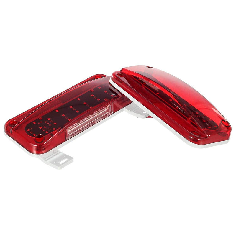 Partsam Rectangular Red LED RV Camper Trailer Stop Turn Brake Tail Lights White License Plate Light 49 LED with License Bracket Holder and White Base 12V Sealed w Reflex Surface Mount (Left + Right) Red Lens