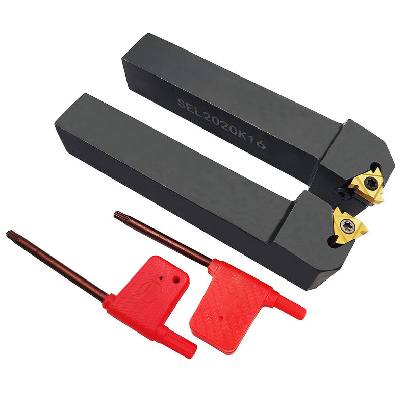 3/4" SER2020K16 + SEL2020K16 CNC Lathe Carbide Indexable Threading Turning Tool Holder with 2PCS 16ER / IR AG60 BP010 Indexable Carbide Turning Insert Blade + 2 Wrench T15