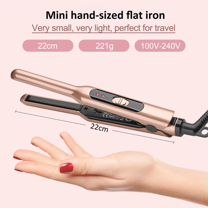  [AUSTRALIA] - JAETON Mini Travel Hair Straightener for Short Hair, 2 Temp 180°C/210°C | Small flat iron, Thin Straighteners, Fast Heat-Up, Dual Voltage 9MM