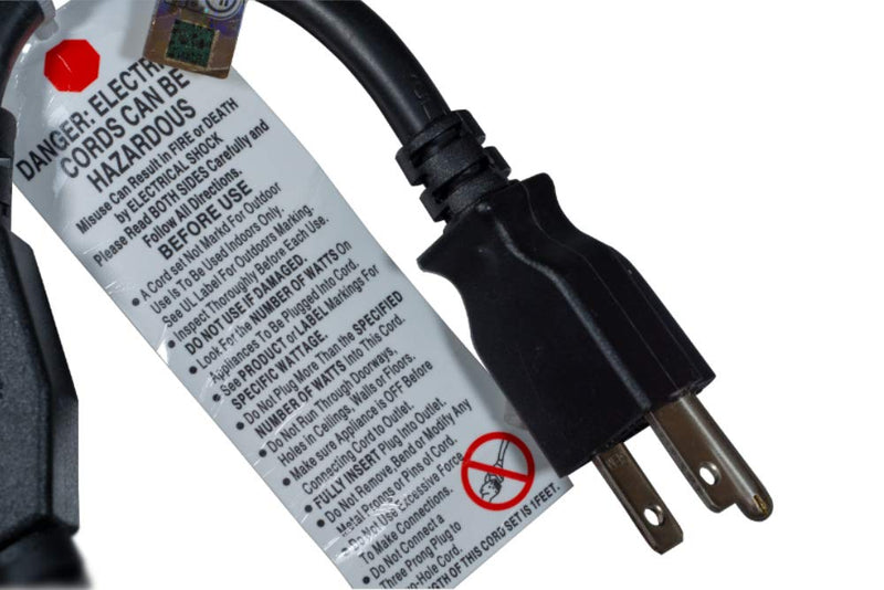 Power Cord Extension and Splitter, NEMA 5-15P to NEMA 5-15R x 2, 14 AWG, 15A, 125V (ZWACPQAH-14)