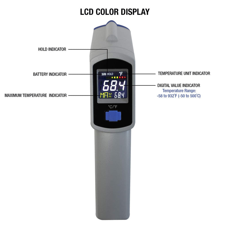 Mastercool Infrared Thermometer with Circular Laser, 12:1 Ratio, 52224-A-SP, Gray