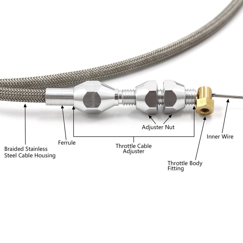 36" Braided Throttle Cable Kit for 97-07 Chevrolet/Chevy LS1 Engine 4.8L 5.3L 5.7L 6.0L