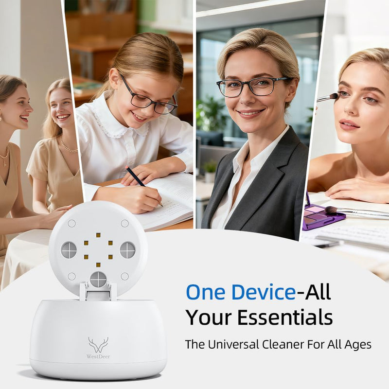 Ultraviolet ultrasonic Cleaner, one-Click Start, 45KHz Portable Cleaner, with Dual-Mode Cleaning Function, Suitable for Jewelry, dentures and Invisible Braces Gray and white