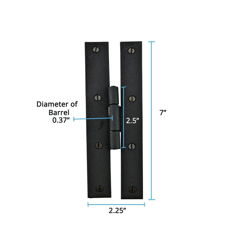 Renovators Supply Manufacturing H Cabinet Hinges 7 in. Black Wrought Iron Kitchen Cabinet Hinge with Hardware Pack of 4